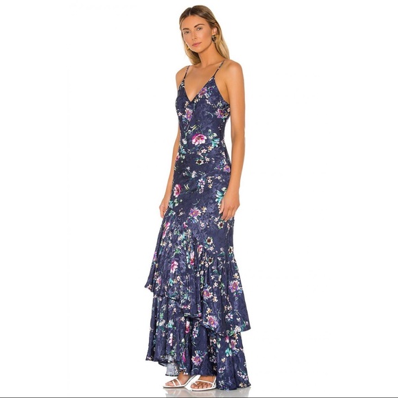 Navy Floral Gown - Picture 2 of 3
